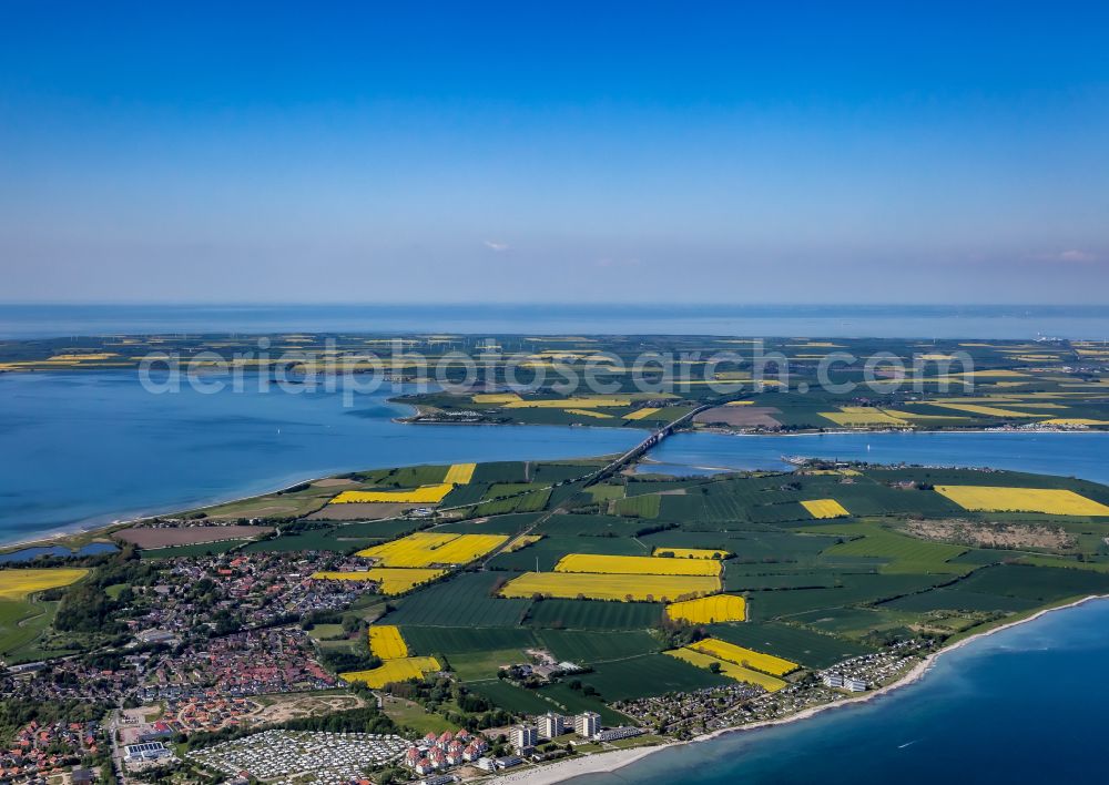 Großenbrode from above - Residential house development on the peninsula with agricultural fields in Grossenbrode in the state Schleswig-Holstein, Germany