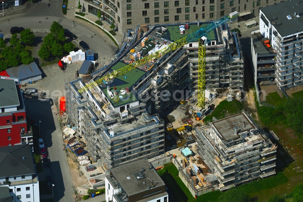 Aerial image Rostock - Apartment building settlement on the wooden peninsula in Rostock in the state Mecklenburg-Western Pomerania, Germany