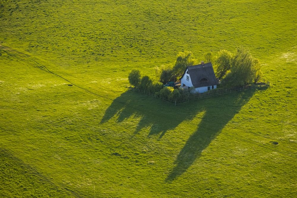 Ludorf from above - Residential house with long shadows in the community Ludorf in Mecklenburg-Western Pomerania