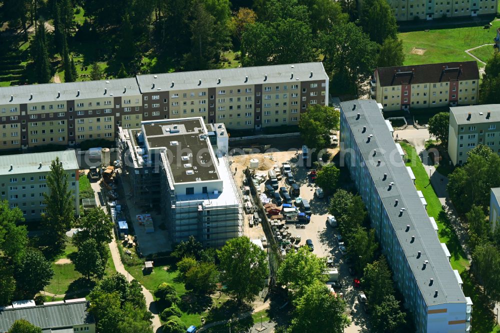 Aerial photograph Bernau - Construction site of Dorm residential care home - building for the physically handicapped on Hermann-Duncker-Strasse in Bernau in the state Brandenburg, Germany