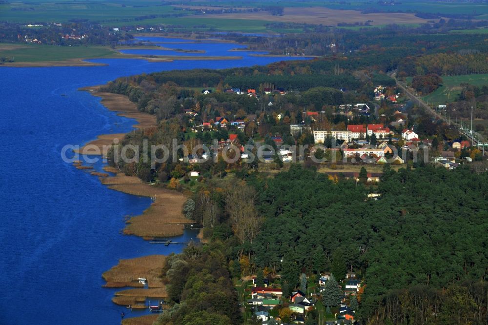 Aerial photograph Oberuckersee Warnitz - View of houses at the bank of the lake Oberuckersee in the district Warnitz in the state Brandenburg