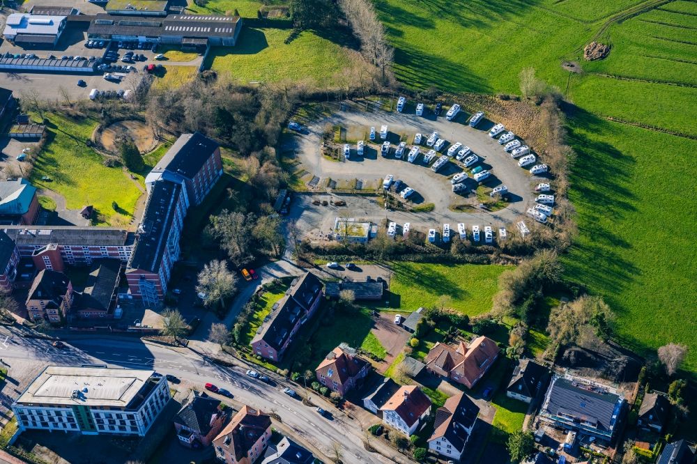 Stade from the bird's eye view: Caravans site Old Town in Stade in the state Lower Saxony, Germany