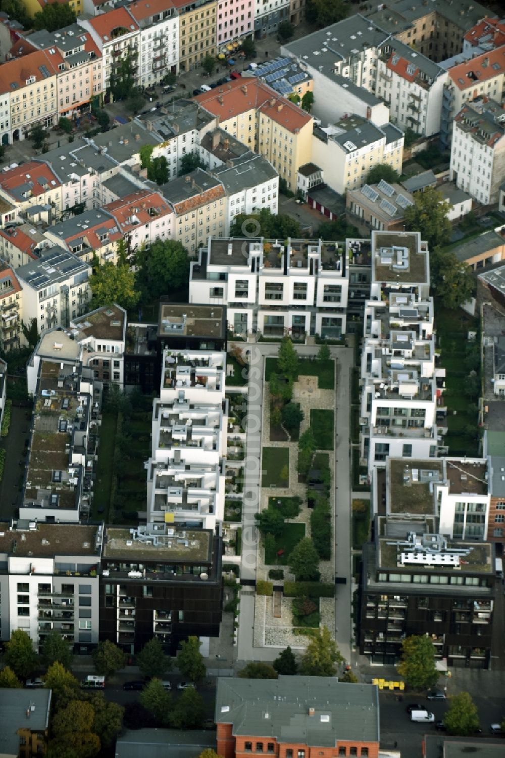 Berlin from the bird's eye view: View of the residential development area Marthashof at the Berlin - district Prenzlauer Berg