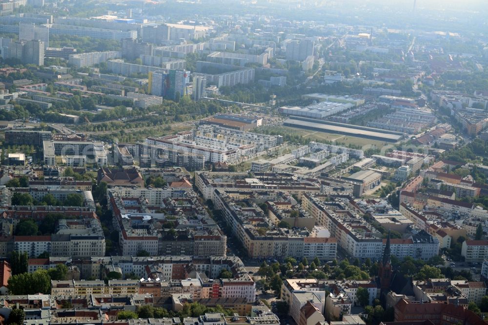Aerial image Berlin Friedrichshain - Residential development areas in the development area at the Eldenaer street in Berlin - Friedrichshain