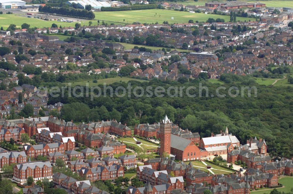 London from above - View at the housing estate Repton Park in the district Woodford of London in the county of Greater London in the UK. Until 1997, the today consists of exclusive condominium residential complex was the psychiatric clinic Claybury Hospital