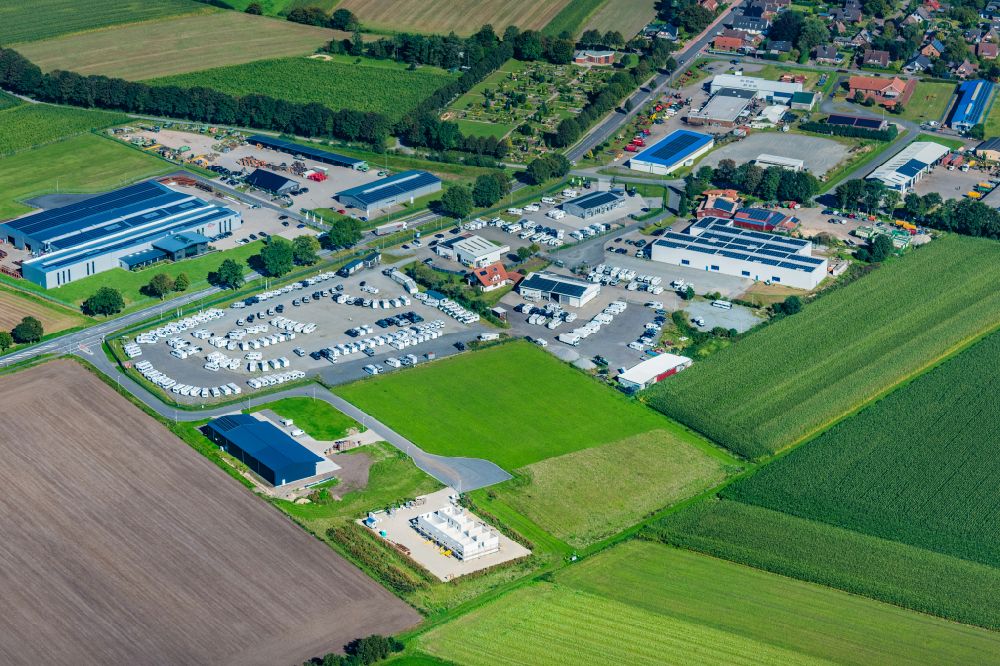 Lamstedt from above - Sales and rental of caravans and mobile homes Ehlers Mobile Welten GmbH in Lamstedt in the state of Lower Saxony, Germany