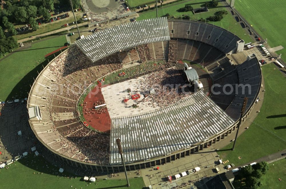 Berlin from the bird's eye view: Wolfgang Petry - concert at the sports facility grounds of the Arena Stadium Olympic Stadium in Berlin