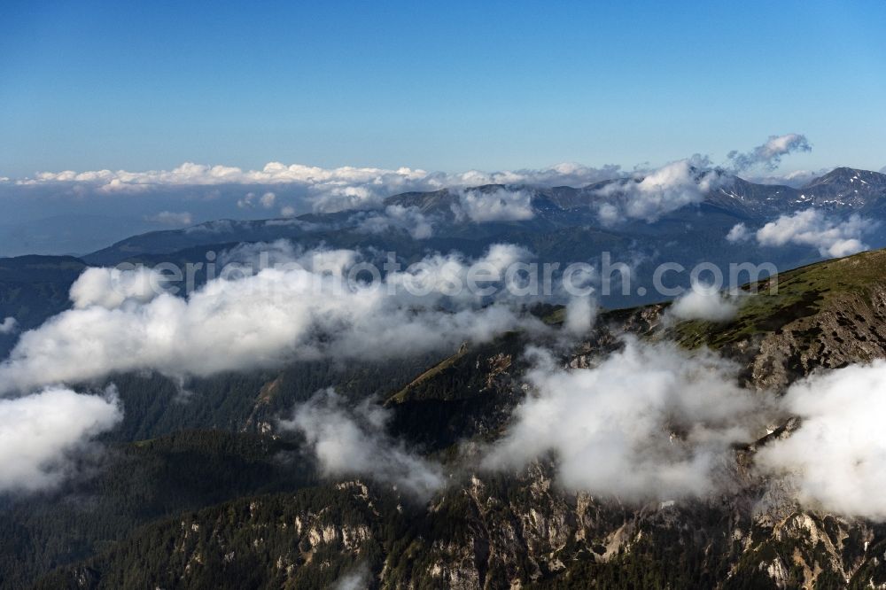 Aerial photograph Eisenerz - Clouds on Rocky and mountainous landscape of Tullingeralm in den Ennstaler Alpen in Eisenerz in Steiermark, Austria