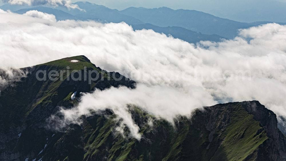 Aerial photograph Eisenerz - Clouds on Rocky and mountainous landscape of Tullingeralm in den Ennstaler Alpen in Eisenerz in Steiermark, Austria