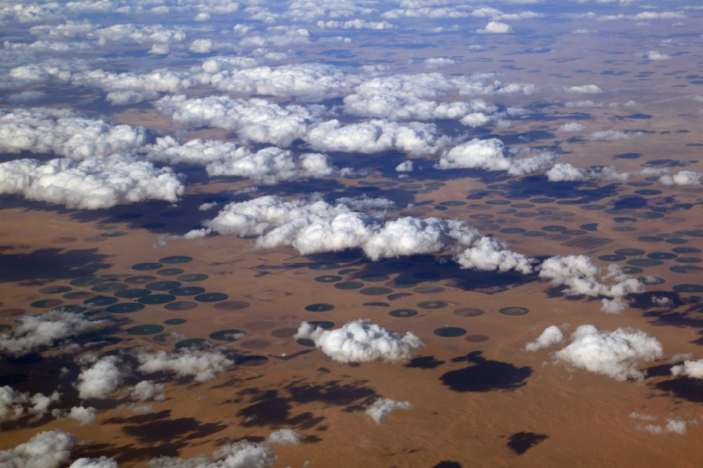 Aerial photograph Meegowa - Desert landscape in the desert at Meegowa in Al Jowf, Saudi-Arabia