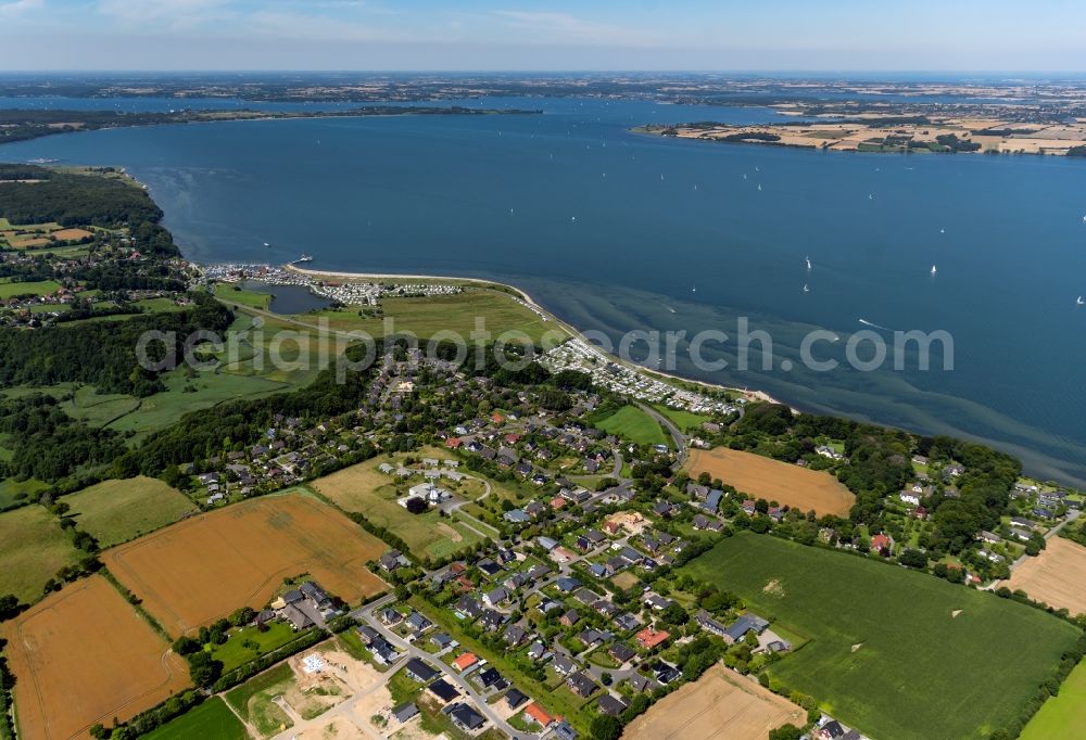Aerial image Langballig - Marina with boat moorings on the shore area Langballigau in Langballig in Schleswig-Holstein