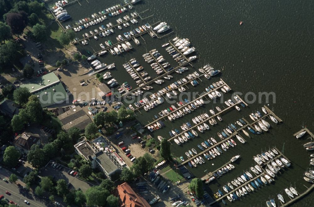 Berlin Wansee from above - View of marina on the shores of the Grosser Wansee in Berlin
