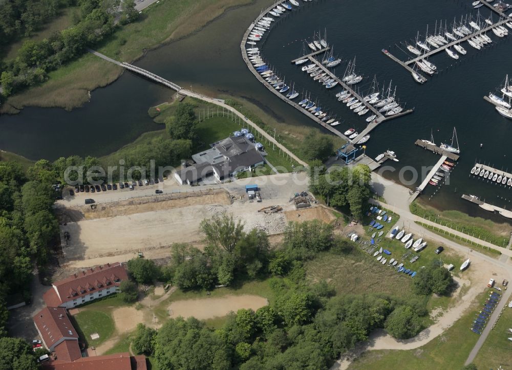 Aerial image Glücksburg - Marina with recreational marine jetties and moorings on the shore area of the Flensburg Fjord in Gluecksburg in Schleswig-Holstein