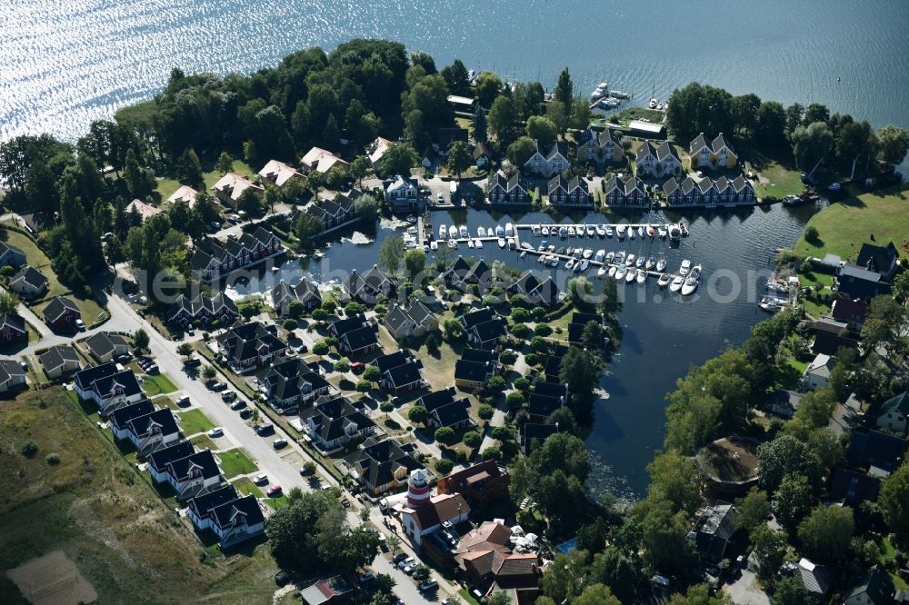 Aerial image Wendisch Rietz - Pleasure boat marina with docks and moorings on the shore area des Scharmuetzelsees in Wendisch Rietz in the state Brandenburg