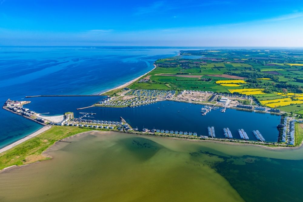 Aerial image Kappeln - Pleasure boat marina with docks and moorings on the shore area Ostsee in Kappeln in the state Schleswig-Holstein, Germany