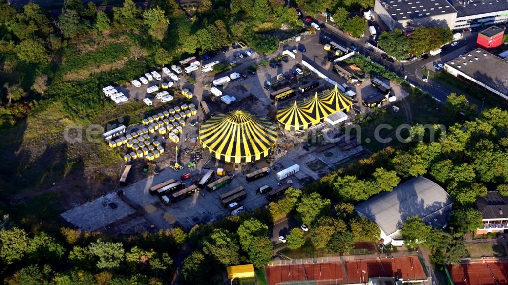 Bonn from the bird's eye view: Tent cupolas of the circus Flic Flac in Bonn in the state of North Rhine-Westphalia, Germany