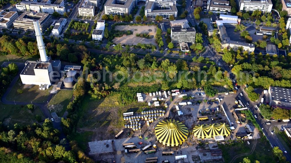 Bonn from the bird's eye view: Tent cupolas of the circus Flic Flac in Bonn in the state of North Rhine-Westphalia, Germany