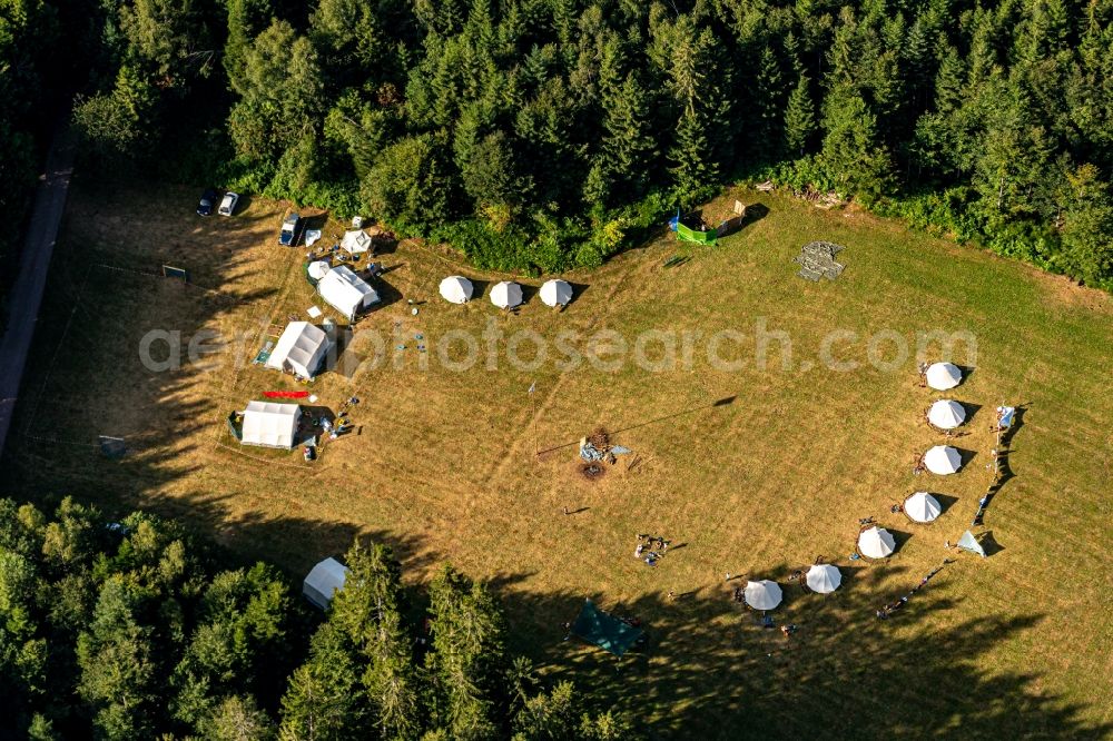 Gutach im Breisgau from above - Camping with caravans and tents in Gutach im Breisgau in the state Baden-Wurttemberg, Germany