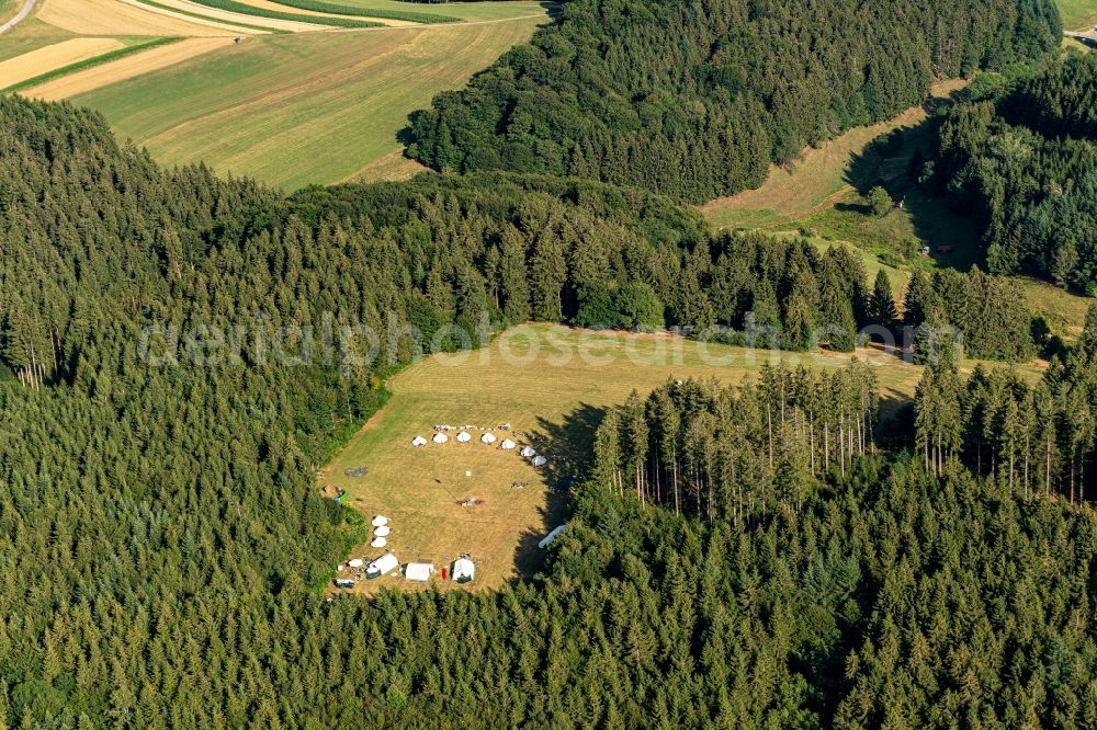 Aerial image Gutach im Breisgau - Camping with caravans and tents in Gutach im Breisgau in the state Baden-Wurttemberg, Germany