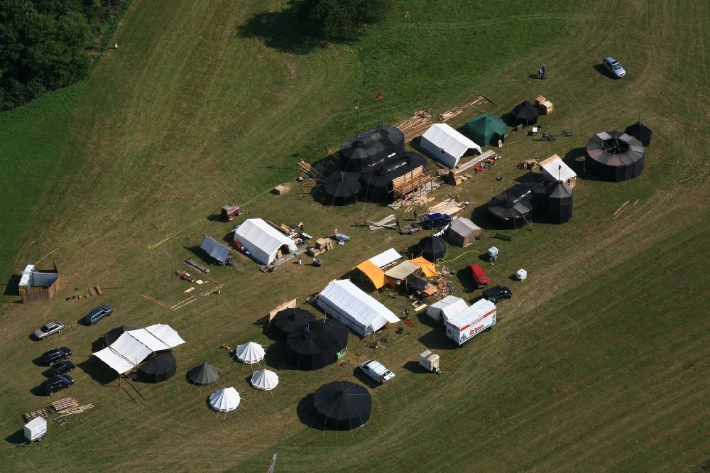 Wehr from the bird's eye view: Tent village on the outskirts of Wehr in Baden-Wuerttemberg. A scout group organized a western tend city 