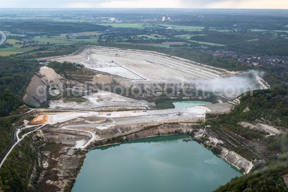 Rethwisch from above - Site and Terrain of overburden surfaces Cement opencast mining in Rethwisch in the state Schleswig-Holstein, Germany