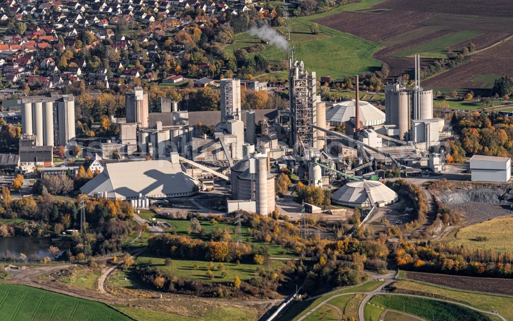 Dotternhausen from the bird's eye view: Factory of limestone on the Plettenberg in Dotternhausen in the state Baden-Wuerttemberg, Germany