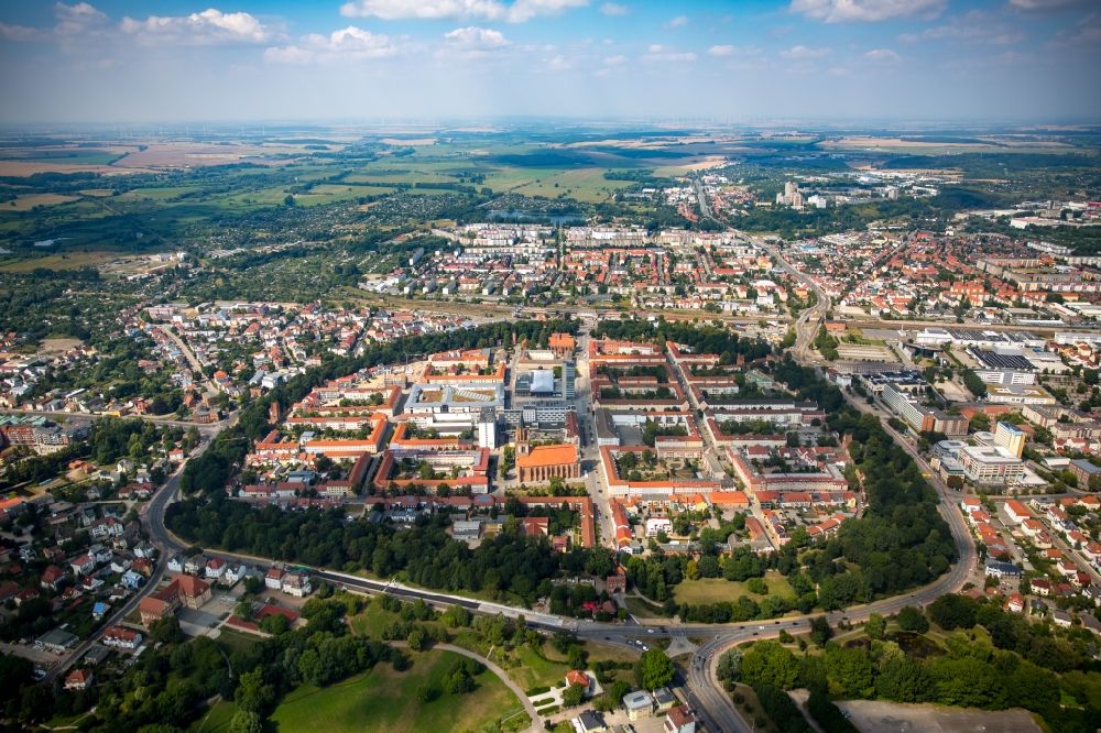 Neubrandenburg from above - Center of the old town of Neubrandenburg in Mecklenburg - Western Pomerania