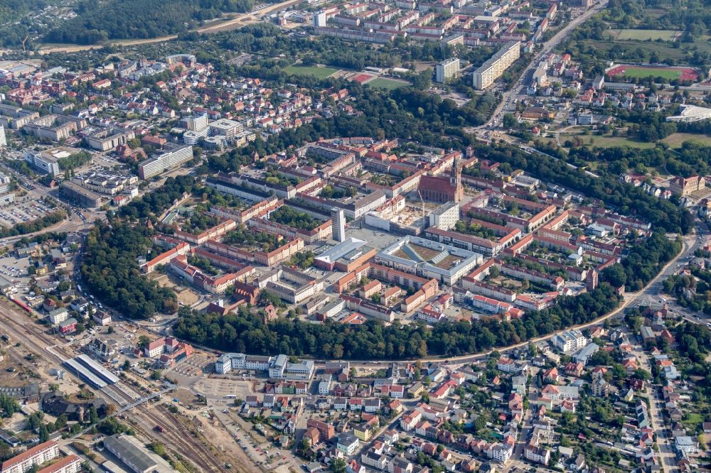 Aerial photograph Neubrandenburg - Center of the old town of Neubrandenburg in Mecklenburg - Western Pomerania