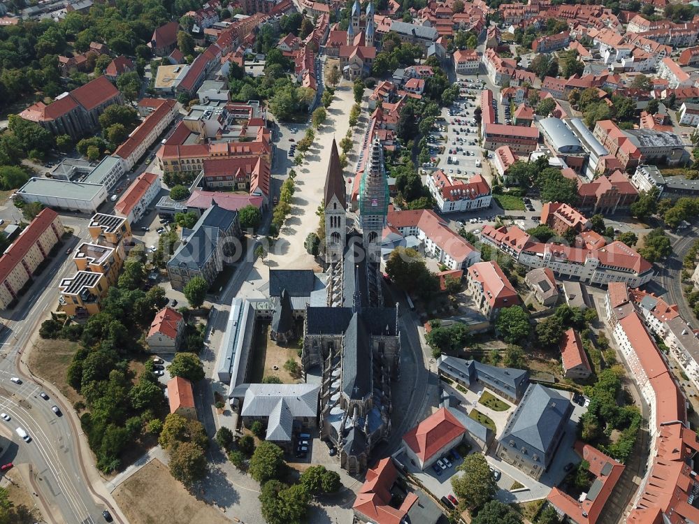 Halberstadt from above - Halberstadt Cathedral in the old city of Halberstadt in the state Saxony-Anhalt