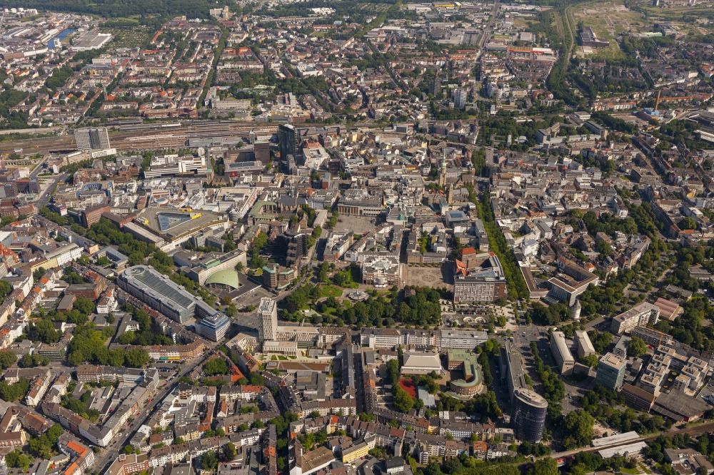 Aerial photograph Dortmund - Downtown view at the city of Dortmund in the federal state North Rhine-Westphalia