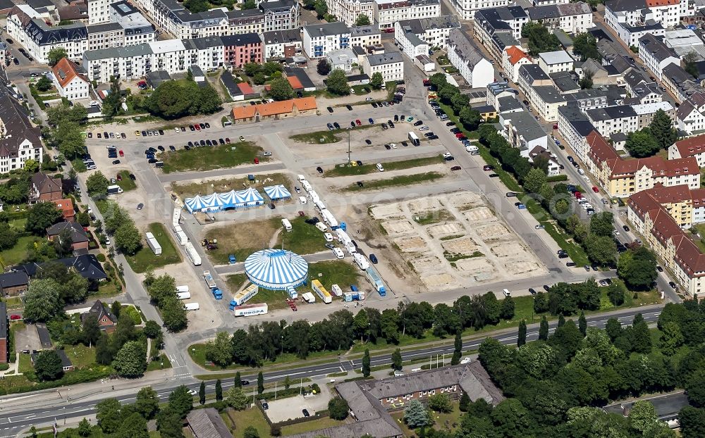 Flensburg from above - Circus to guest in Flensburg in the federal state Schleswig-Holstein, Germany