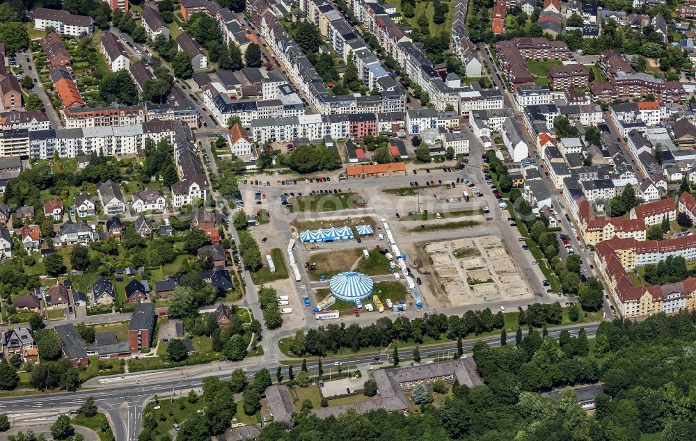 Flensburg from the bird's eye view: Circus to guest in Flensburg in the federal state Schleswig-Holstein, Germany
