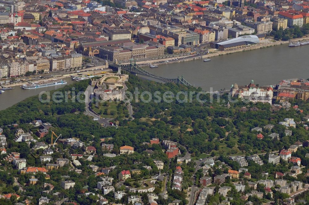 Budapest from above - The Citadel in Budapest, Hungary, on the top of Gellért Hill, is a fortress. It was built from the experience of the March revolution 1848/49 out when the Hungarian parliament declared its independence from the House of Habsburg-Lorraine and the Republic proclaimed. Today the citadel is a UNESCO World Heritage Site