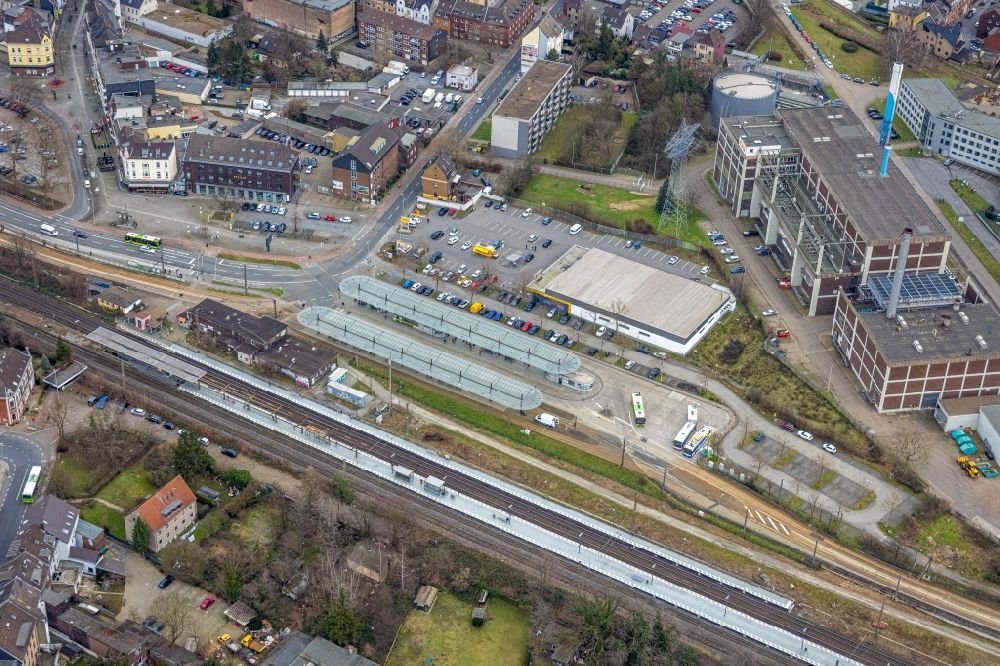 Aerial image Oberhausen - Central Bus Station for Public Transportation on Friedrichstrasse in the district Sterkrade-Nord in Oberhausen at Ruhrgebiet in the state North Rhine-Westphalia, Germany