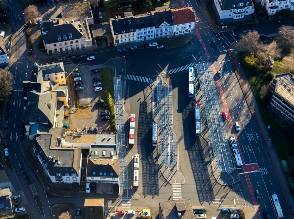 Aerial image Velbert - Central Bus Station for Public Transpor in Velbert in the state North Rhine-Westphalia, Germany