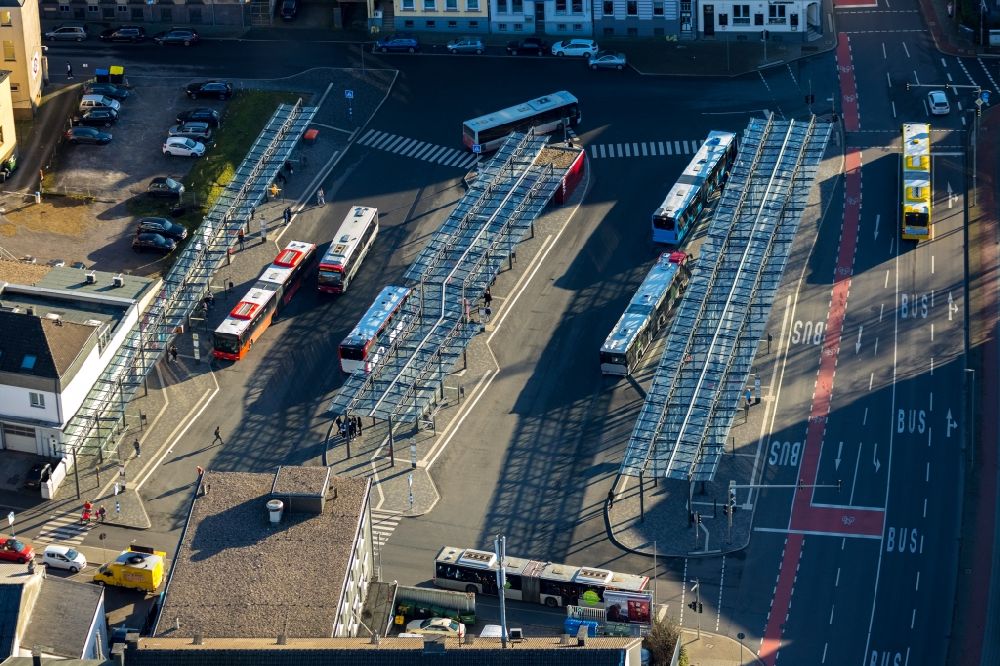 Velbert from the bird's eye view: Central Bus Station for Public Transpor in Velbert in the state North Rhine-Westphalia, Germany