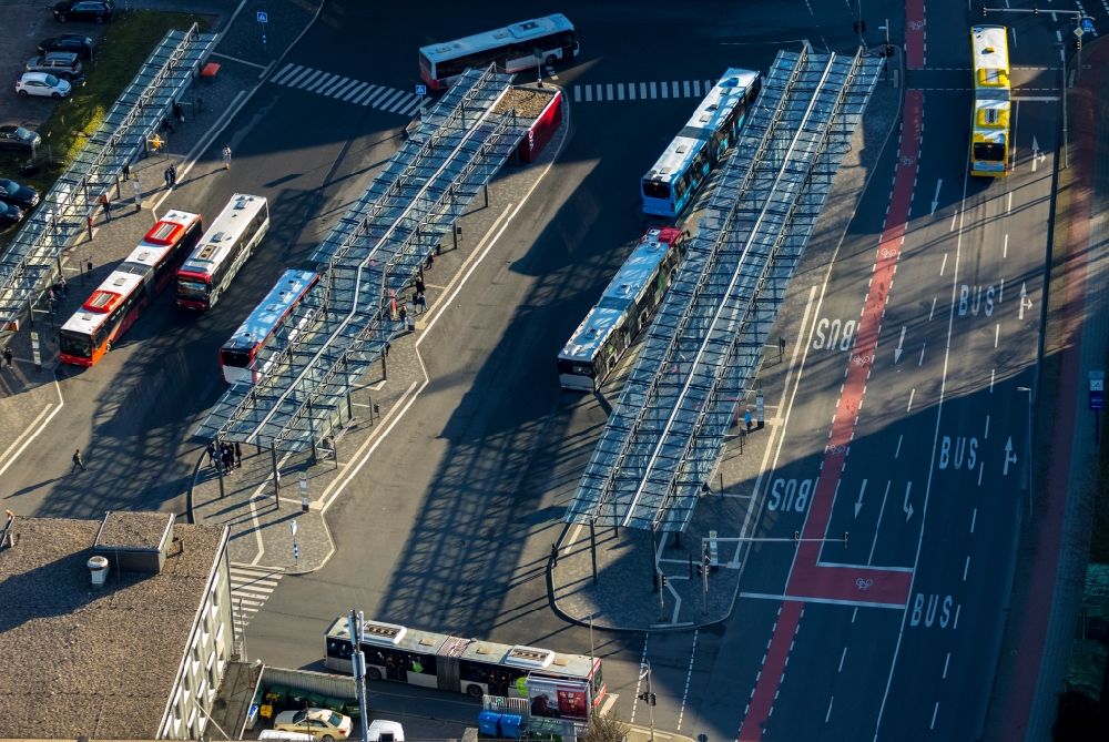 Aerial image Velbert - Central Bus Station for Public Transport in Velbert in the state North Rhine-Westphalia, Germany