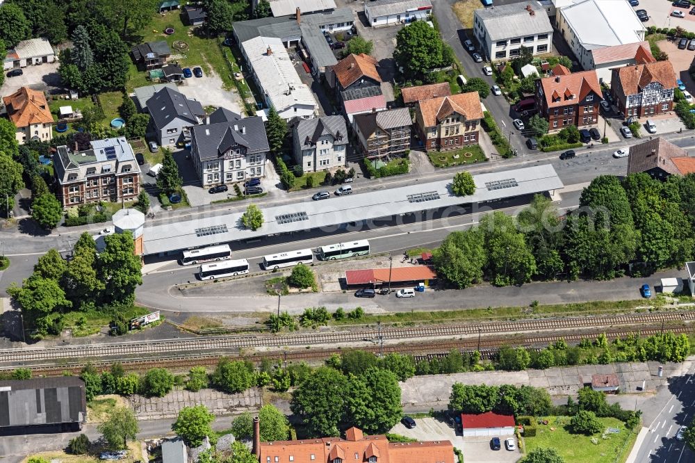 Aerial photograph Hildburghausen - Central Bus Station for Public Transportation in Hildburghausen in the state Thuringia, Germany