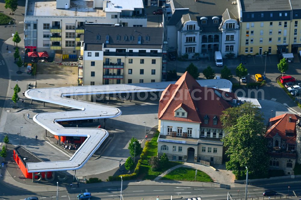 Jena from the bird's eye view: Central Bus Station for Public Transportation on street Grietgasse - Knebelstrasse in Jena in the state Thuringia, Germany