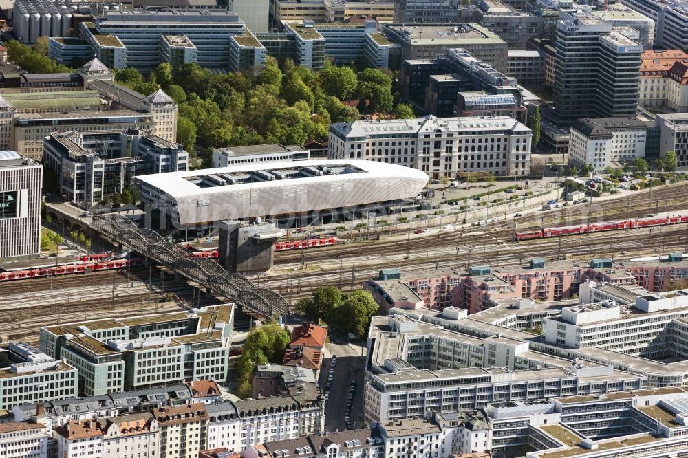 Aerial photograph München - Central Bus Station to Arnulfstrasse the Public Transportation in the district Ludwigsvorstadt in Munich in the state Bavaria, Germany