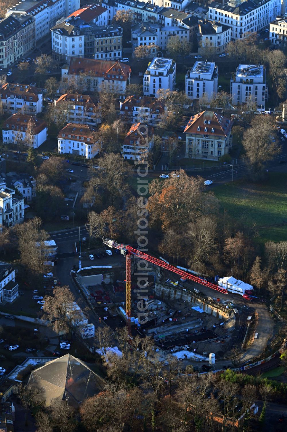Aerial photograph Leipzig - Construction site of animal breeding accommodation Feuerland on street Pfaffendorfer Strasse in Leipzig in the state Saxony, Germany
