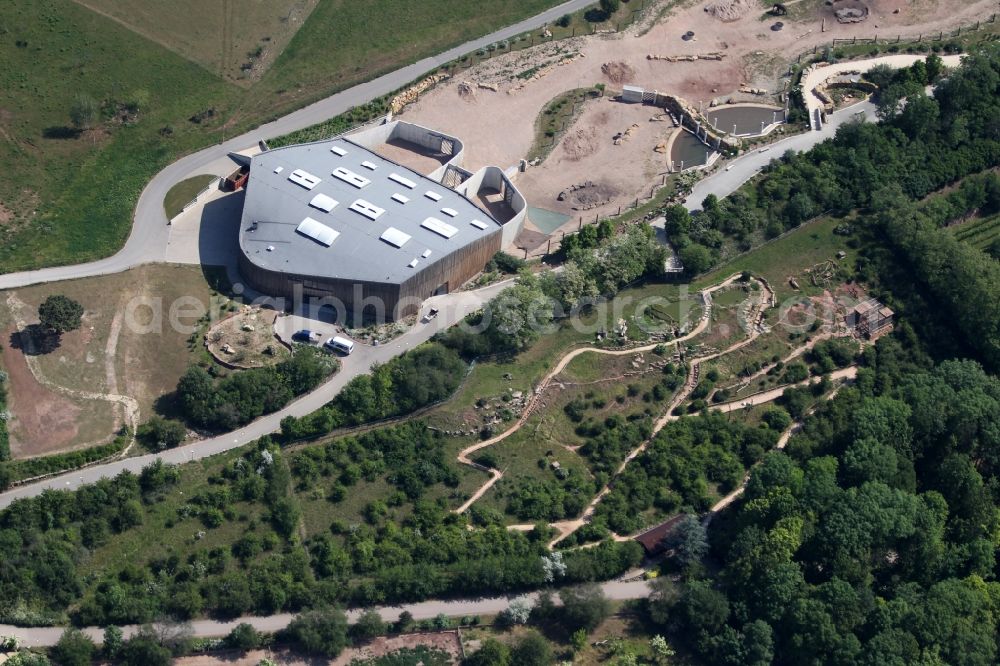 Aerial image Erfurt - Zoo grounds at the Elephant House in the Thueringer Zoopark, Erfurt in Erfurt in the state of Thuringia, Germany