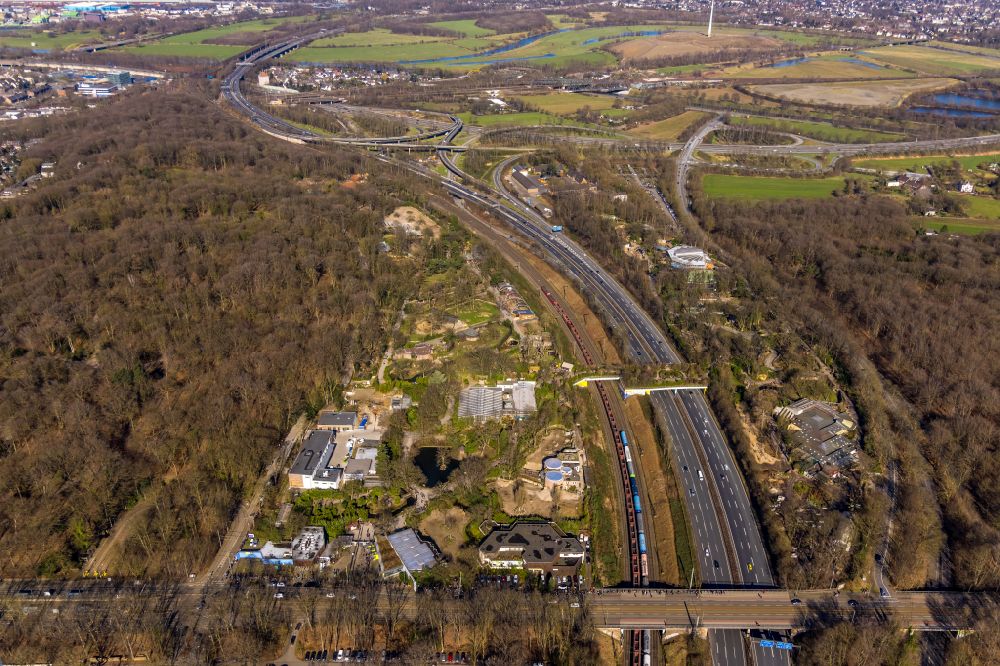 Aerial image Duisburg - Zoo grounds on street Am Zoo in the district Duissern in Duisburg at Ruhrgebiet in the state North Rhine-Westphalia, Germany