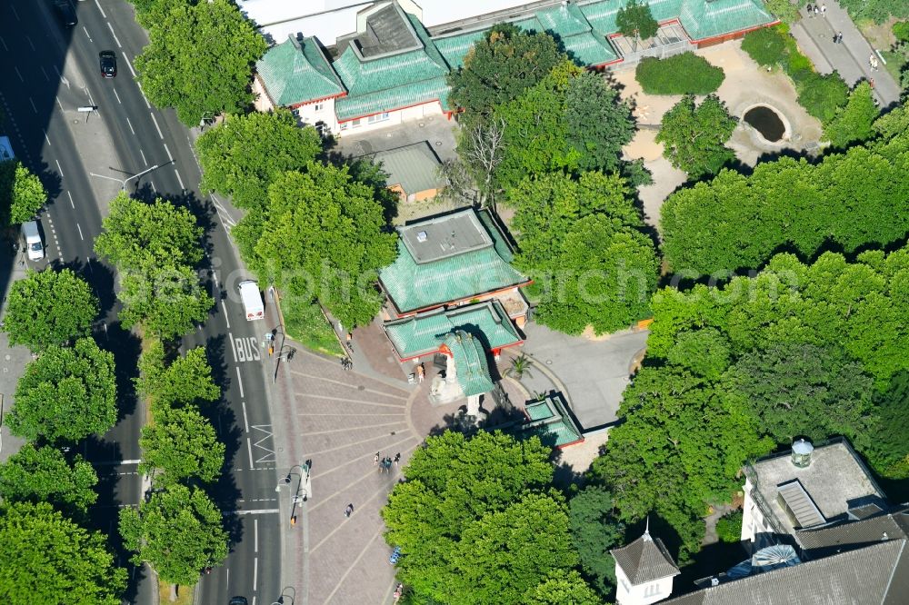 Aerial image Berlin - Zoo grounds on gate Elefantentor in the district Charlottenburg in Berlin, Germany