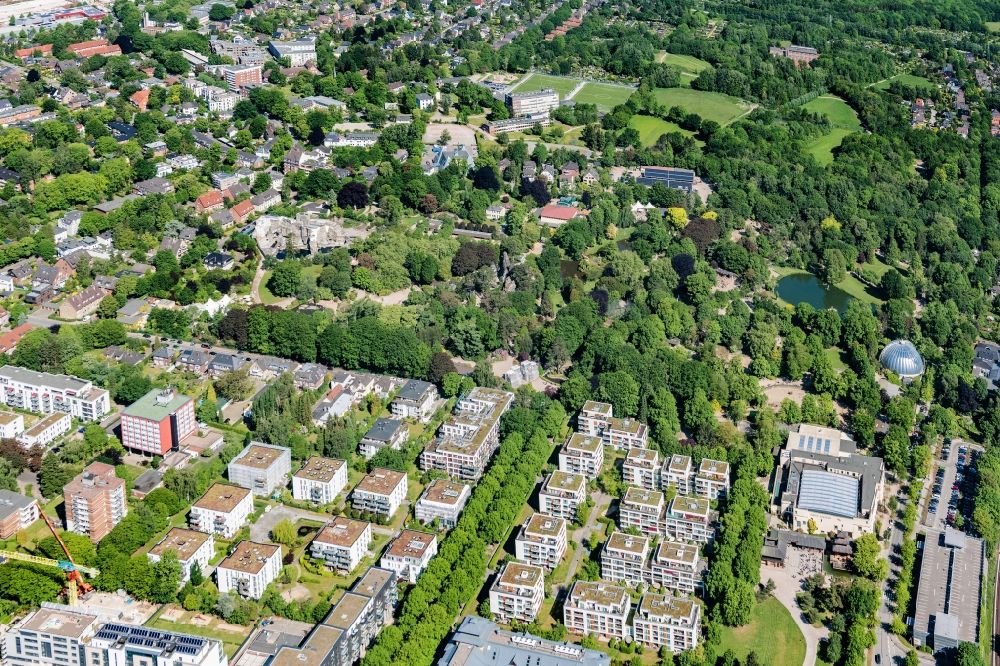 Aerial photograph Hamburg - Zoo grounds Hagenbeck on Lokstedter Grenzstrasse in the district Stellingen in Hamburg, Germany