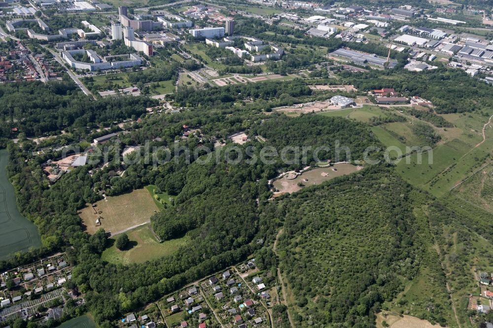 Erfurt from above - Zoo grounds Thueringer Zoopark Erfurt in the district Hohenwinden in Erfurt in the state Thuringia, Germany