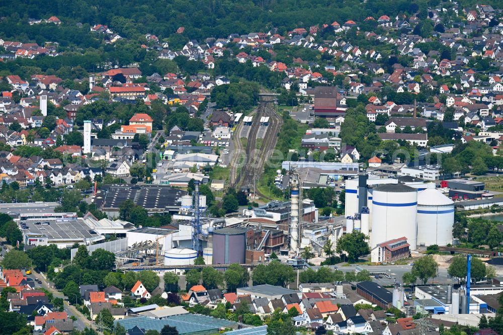 Aerial photograph Lage - Sugar refinery plants and pipe systems on the factory premises of the food producer Spezialzucker-Raffinerie Lage GmbH & Co. Betriebs-KG on street Friedrich-Wienke-Strasse in Lage in the state North Rhine-Westphalia, Germany