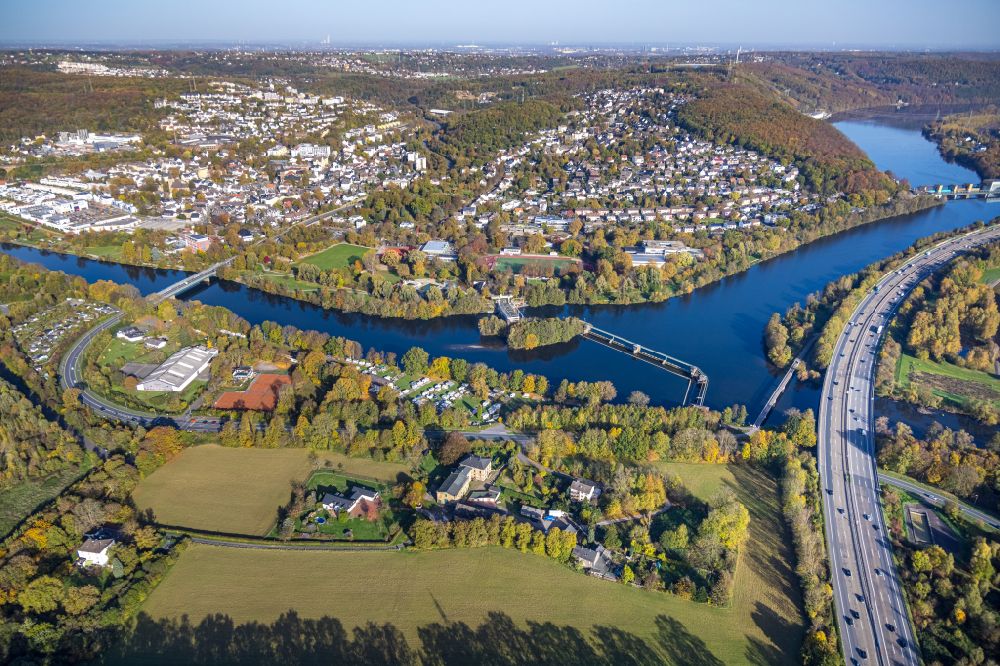 Aerial image Herdecke - The confluence of the Ruhr and Volme at Herdecke in North Rhine-Westphalia