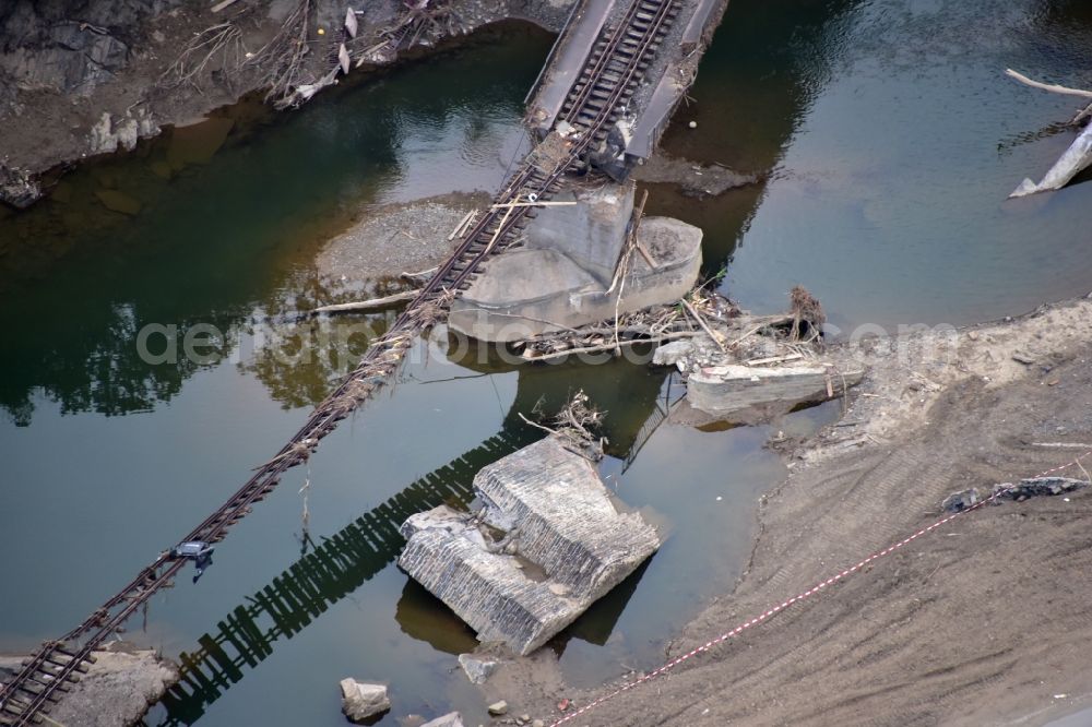 Aerial photograph Mayschoß - Two bridges southeast of Mayschoss destroyed by the flood disaster this year in the state Rhineland-Palatinate, Germany