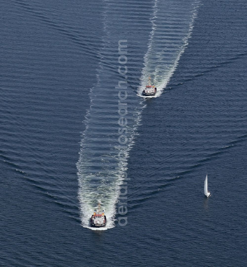 Aerial image Glücksburg (Ostsee) - Two tugs on the Flensburg Fjord in Gluecksburg (Baltic Sea) in Schleswig-Holstein